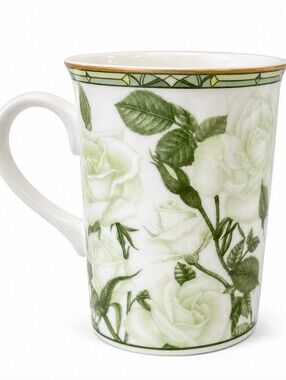 Royal Canterbury Fine Bone China Mug Green Rose Floral Pattern Vintage Tea Coffe